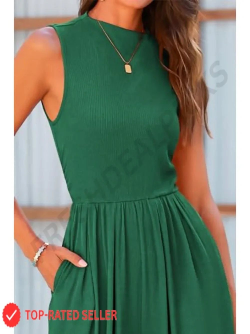 Ribbed Knit Sleeveless Mock Neck Wide Leg Jumpsuit with Pockets and Back Zipper